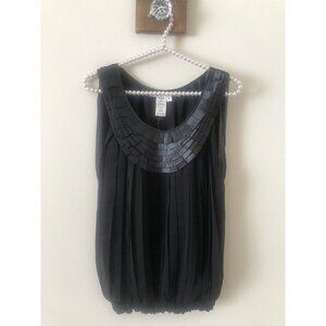 NWT Max Studio Womens Size Medium Black Pleated Blouson Top Sleeveless
